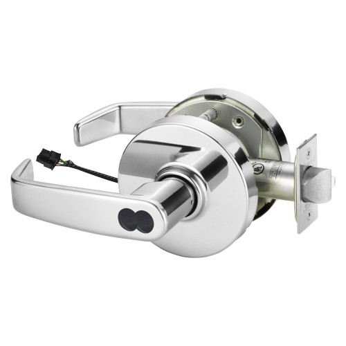 Sargent 2370RX-10XG70 LL 26 Grade 1 Electrified Cylindrical Lock Fail Safe L Lever L Rose SFIC Prep Disposable Core Deadlatch Request to Exit 3-3/4 Backset Bright Chrome Finish Non-Handed