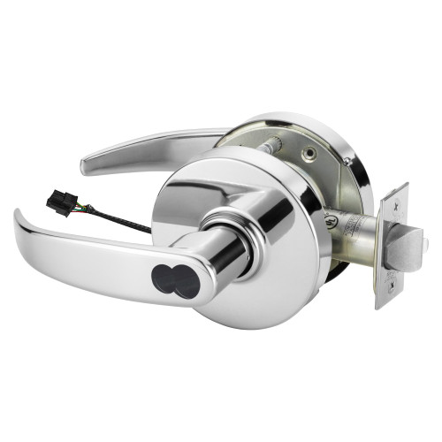 Sargent 2360-10XG71 LP 26 Grade 1 Electrified Cylindrical Lock Fail Secure P Lever L Rose LFIC Prep Disposable Core Deadlatch 3-3/4 Backset Bright Chrome Finish Non-Handed