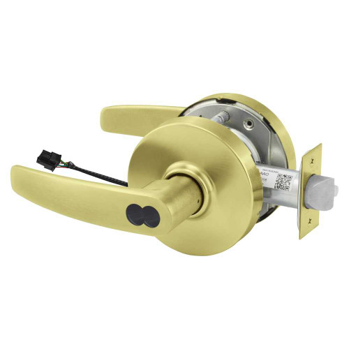 Sargent 2570RX-10XG71 LB 4 Grade 1 Electrified Cylindrical Lock Fail Secure B Lever L Rose SFIC Prep Disposable Core Deadlatch 5 Backset Request to Exit Satin Brass Finish Non-Handed 2570RX-10XG71 LB 4