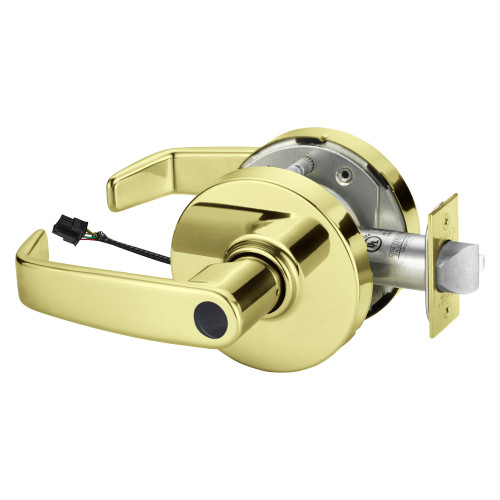 Sargent 25LCRX-10XG71 LL 3 Grade 1 Electrified Cylindrical Lock Fail Secure L Lever L Rose Less Cylinder Deadlatch 5 Backset Request to Exit Bright Brass Finish Non-Handed