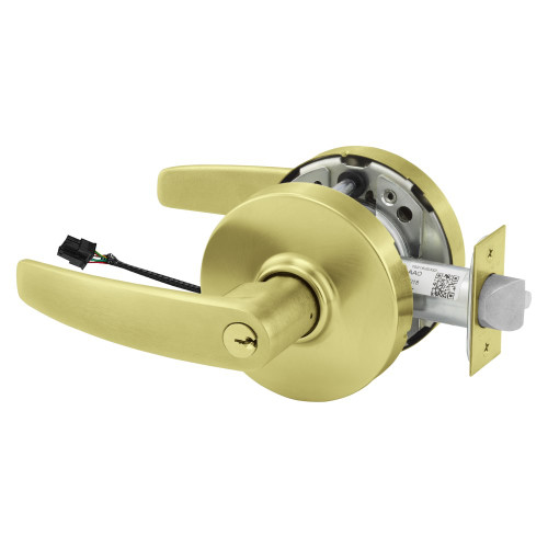 Sargent 25RX-10XG70 LB 4 Grade 1 Electrified Cylindrical Lock Fail Safe B Lever L Rose 6-Pin Cylinder Deadlatch 5 Backset Request to Exit Satin Brass Finish Non-Handed