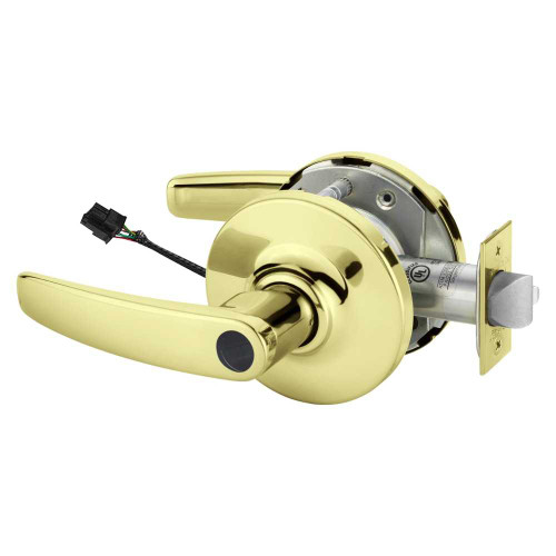 Sargent 25LC-10XG70 GB 3 Grade 1 Electrified Cylindrical Lock Fail Safe B Lever G Rose Less Cylinder Deadlatch 5 Backset Bright Brass Finish Non-Handed 25LC-10XG70 GB 3