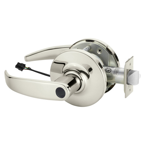 Sargent 25LC-10XG71 GP 14 Grade 1 Electrified Cylindrical Lock Fail Secure P Lever G Rose Less Cylinder Deadlatch 5 Backset Bright Nickel Plated Clear Coated Finish Non-Handed