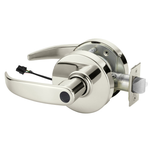 Sargent 23LCRX-10XG71 LP 14 Grade 1 Electrified Cylindrical Lock Fail Secure P Lever L Rose Less Cylinder Deadlatch Request to Exit 3-3/4 Backset Bright Nickel Plated Clear Coated Finish Non-Handed