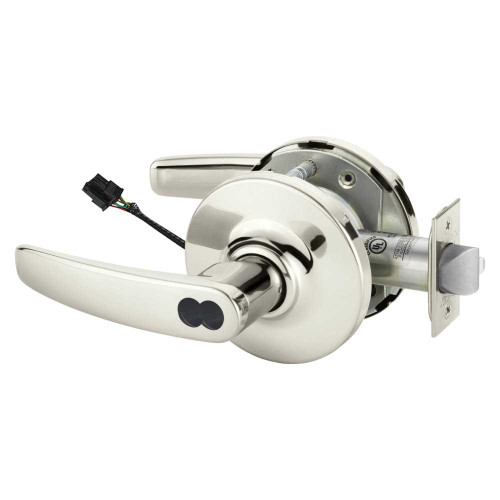 Sargent 2370RX-10XG70 GB 14 Grade 1 Electrified Cylindrical Lock Fail Safe B Lever G Rose SFIC Prep Disposable Core Deadlatch Request to Exit 3-3/4 Backset Bright Nickel Plated Clear Coated Finish Non-Handed 2370RX-10XG70 GB 14