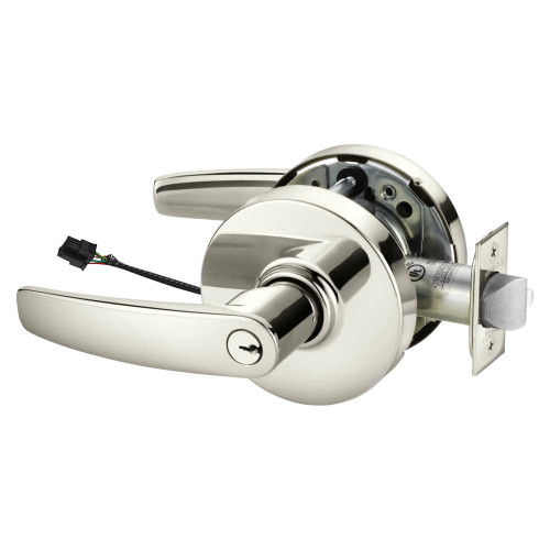 Sargent 25SC-10XG71 LB 14 Grade 1 Electrified Cylindrical Lock Fail Secure B Lever L Rose 6-Pin Cylinder Schlage C Keyway Deadlatch 5 Backset Bright Nickel Plated Clear Coated Finish Non-Handed 25SC-10XG71 LB 14