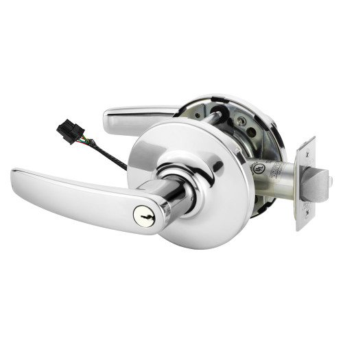 Sargent RXSC-10XG71 GB 26 Grade 1 Electrified Cylindrical Lock Fail Secure B Lever G Rose 6-Pin Cylinder Schlage C Keyway Deadlatch Request to Exit Bright Chrome Finish Non-Handed