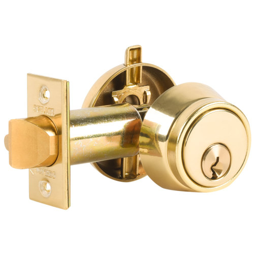 Schlage B250P6 605 Grade 2 Single Cylinder Deadlatch Conventional 6-Pin Cylinder 2-3/8 Backset Bright Brass Finish