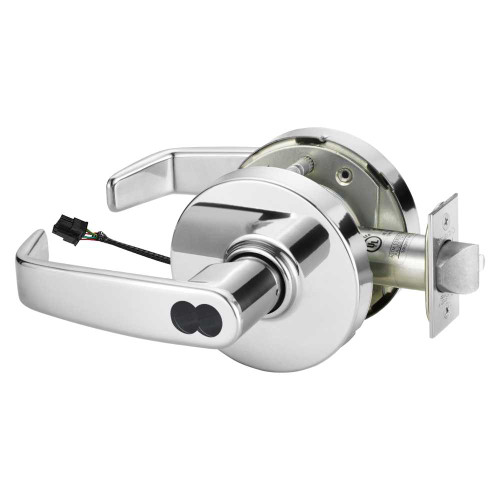 Sargent 70-10XG70 LL 26 Grade 1 Electrified Cylindrical Lock Fail Safe L Lever L Rose SFIC Prep Disposable Core Deadlatch Bright Chrome Finish Non-Handed 70-10XG70 LL 26