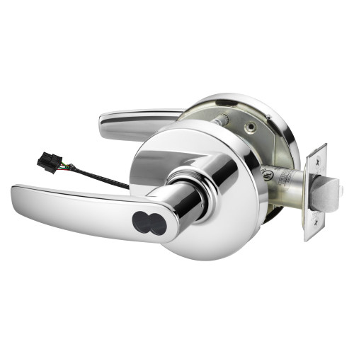 Sargent 70RX-10XG70 LB 26 Grade 1 Electrified Cylindrical Lock Fail Safe B Lever L Rose SFIC Prep Disposable Core Deadlatch Request to Exit Bright Chrome Finish Non-Handed
