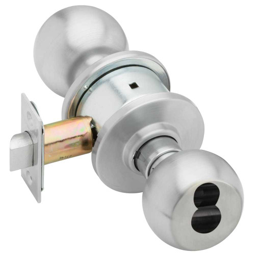 Schlage A70JD ORB 626 Grade 2 Classroom Cylindrical Lock Orbit Knob Conventional Less Cylinder Satin Chrome Finish Non-handed A70JD ORB 626