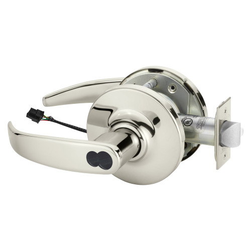 Sargent 25RXSF-10XG71 GP 14 Grade 1 Electrified Cylindrical Lock Fail Secure P Lever G Rose Schlage FSIC Prep Less Core Deadlatch 5 Backset Request to Exit Bright Nickel Plated Clear Coated Finish Non-Handed