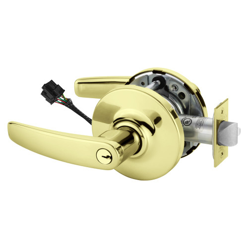 Sargent 25-10XG71 GB 3 Grade 1 Electrified Cylindrical Lock Fail Secure B Lever G Rose 6-Pin Cylinder Deadlatch 5 Backset Bright Brass Finish Non-Handed