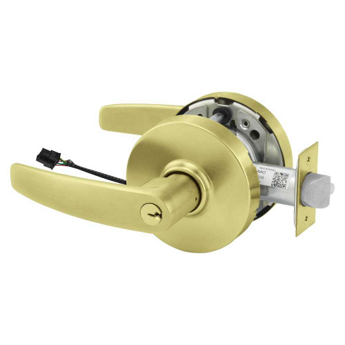 Sargent 25RXSC-10XG71 LB 4 Grade 1 Electrified Cylindrical Lock Fail Secure B Lever L Rose 6-Pin Cylinder Schlage C Keyway Deadlatch 5 Backset Request to Exit Satin Brass Finish Non-Handed 25RXSC-10XG71 LB 4