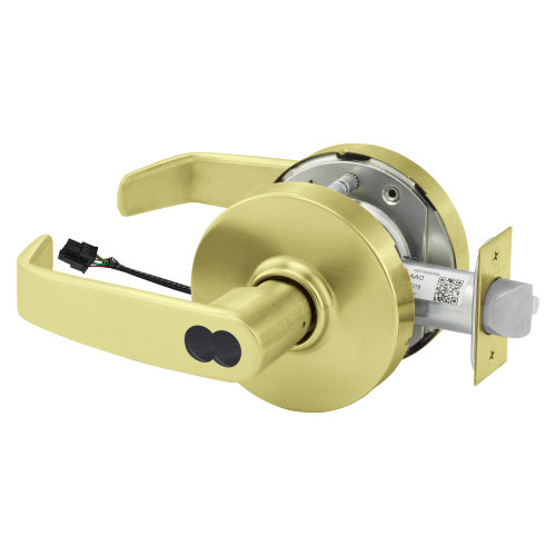 Sargent 2570RX-10XG70 LL 4 Grade 1 Electrified Cylindrical Lock Fail Safe L Lever L Rose SFIC Prep Disposable Core Deadlatch 5 Backset Request to Exit Satin Brass Finish Non-Handed