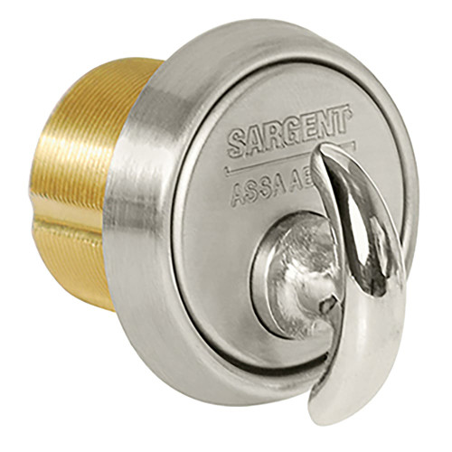 Sargent 124-41 32D Turn Knob Mortise Cylinder 1-1/8 Standard Sargent Cam Satin Stainless Steel