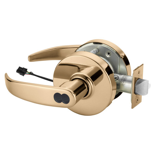 Sargent 2570RX-10XG70 LP 9 Grade 1 Electrified Cylindrical Lock Fail Safe P Lever L Rose SFIC Prep Disposable Core Deadlatch 5 Backset Request to Exit Bright Bronze Clear Coated Finish Non-Handed