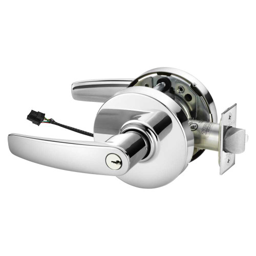 Sargent RXSC-10XG70 LB 26 Grade 1 Electrified Cylindrical Lock Fail Safe B Lever L Rose 6-Pin Cylinder Schlage C Keyway Deadlatch Request to Exit Bright Chrome Finish Non-Handed RXSC-10XG70 LB 26