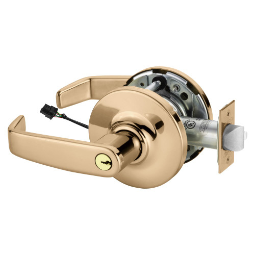Sargent RXSC-10XG70 GL 9 Grade 1 Electrified Cylindrical Lock Fail Safe L Lever G Rose 6-Pin Cylinder Schlage C Keyway Deadlatch Request to Exit Bright Bronze Clear Coated Finish Non-Handed