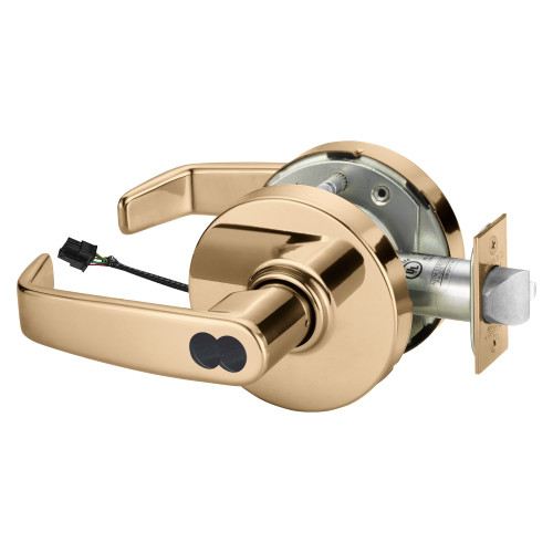 Sargent 70RX-10XG70 LL 9 Grade 1 Electrified Cylindrical Lock Fail Safe L Lever L Rose SFIC Prep Disposable Core Deadlatch Request to Exit Bright Bronze Clear Coated Finish Non-Handed