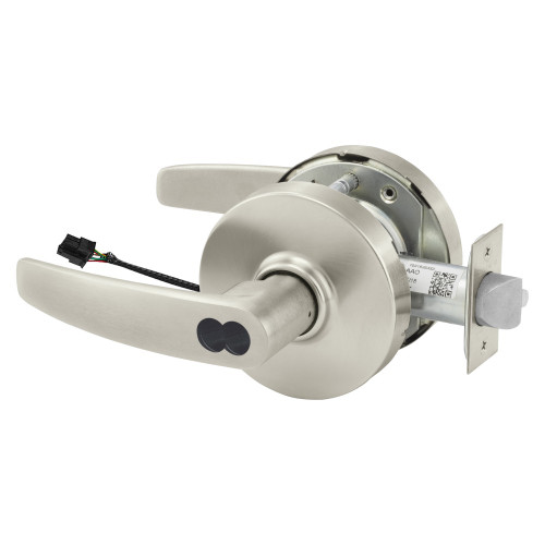 Sargent 70RX-10XG71 LB 15 Grade 1 Electrified Cylindrical Lock Fail Secure B Lever L Rose SFIC Prep Disposable Core Deadlatch Request to Exit Satin Nickel Plated Clear Coated Finish Non-Handed