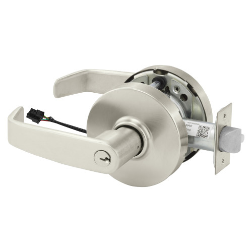 Sargent 10XG71 LL 15 Grade 1 Electrified Cylindrical Lock Fail Secure L Lever L Rose 6-Pin Cylinder Deadlatch Satin Nickel Plated Clear Coated Finish Non-Handed