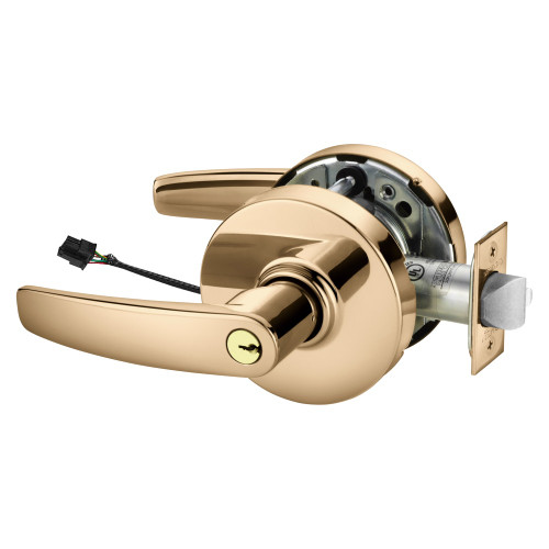 Sargent 10XG71 LB 9 Grade 1 Electrified Cylindrical Lock Fail Secure B Lever L Rose 6-Pin Cylinder Deadlatch Bright Bronze Clear Coated Finish Non-Handed