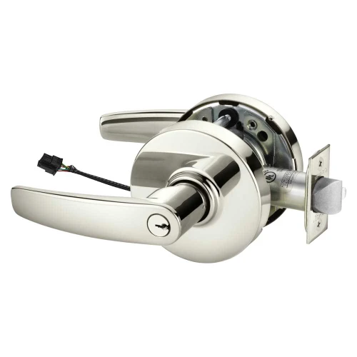Sargent 10XG70 LB 14 Grade 1 Electrified Cylindrical Lock Fail Safe B Lever L Rose 6-Pin Cylinder Deadlatch Bright Nickel Plated Clear Coated Finish Non-Handed 10XG70 LB 14