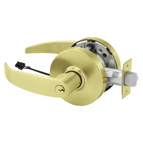 Sargent 25-10XG71 LP 4 Grade 1 Electrified Cylindrical Lock Fail Secure P Lever L Rose 6-Pin Cylinder Deadlatch 5 Backset Satin Brass Finish Non-Handed