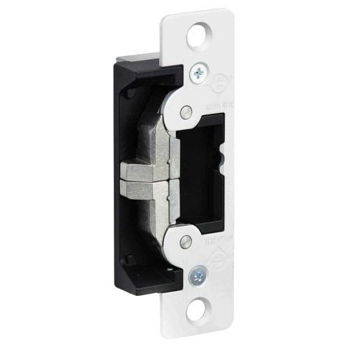 Adams Rite 7400M628 Electric Strike Field Selectable Fail Safe/Fail Secure For Aluminum Hollow Metal or Wood Applications 4-7/8 x 1-1/4 Flat Faceplate with Radius Corners 12 16 24 VAC/DC Monitored Satin Aluminum Clear Anodized 7400M628