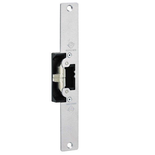Adams Rite 7411-628 Electric Strike Field Selectable Fail Safe/Fail Secure For Aluminum Hollow Metal or Wood Applications 10-1/4 x 1-7/16 Flat Faceplate with Radius Corners 12 16 24 VAC/DC Satin Aluminum Clear Anodized 7411-628