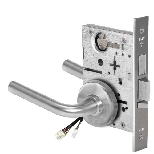 BEST 45HW0LEU12H630 Fail Secure 24V With Deadbolt No Key Override Electrified Mortise Lock 12 Lever H Rose Satin Stainless Steel 45HW0LEU12H630