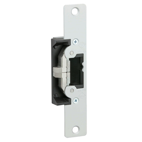 Adams Rite 7430M628 Electric Strike Field Selectable Fail Safe/Fail Secure For Aluminum Hollow Metal or Wood Applications 6-7/8 In X 1-1/4 In Flat Faceplate with Radius Corners 12 16 24 VAC/DC Monitored Satin Aluminum Clear Anodized