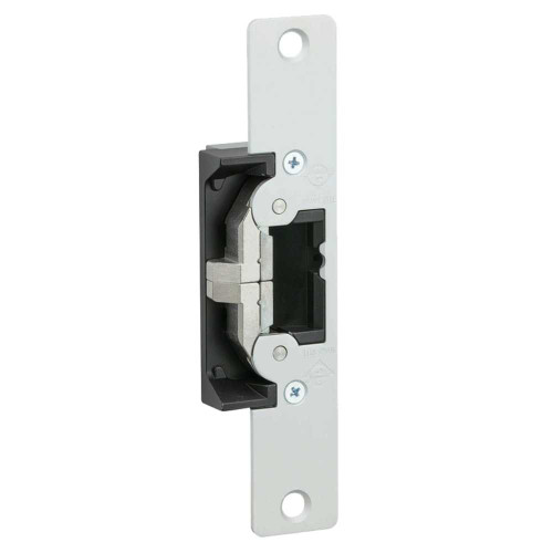 Adams Rite 7430M628 Electric Strike Field Selectable Fail Safe/Fail Secure For Aluminum Hollow Metal or Wood Applications 6-7/8 x 1-1/4 Flat Faceplate with Radius Corners 12 16 24 VAC/DC Monitored Satin Aluminum Clear Anodized 7430M628