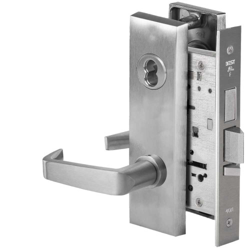 BEST 45HW7TWEU15M626 Fail Secure 24V Double Cylinder with Deadbolt Electrified Mortise Lock 15 Lever M Escutcheon Satin Chrome 45HW7TWEU15M626