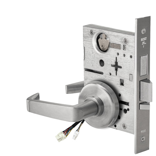 BEST 45HW0LEL15H630RQE12V Fail Safe 12V With Deadbolt No Key Override Electrified Mortise Lock 15 Lever H Rose Request to Exit Satin Stainless Steel