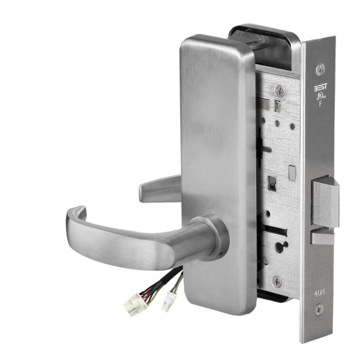BEST 45HW0NXEL14J626 Fail Safe 24V No Key Override Electrified Mortise Lock 14 Lever J Escutcheon Satin Chrome 45HW0NXEL14J626