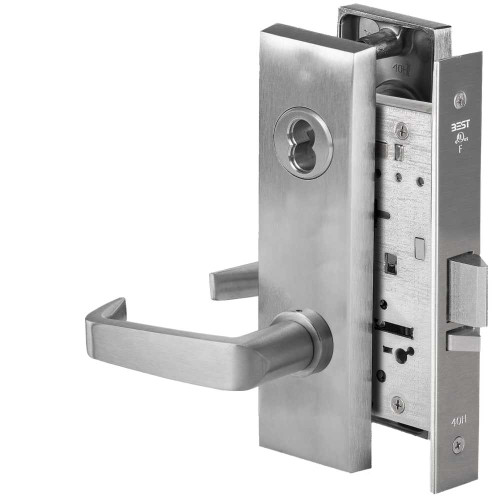 BEST 45HW7DEL15M626RQE Fail Safe 24V Electrified Mortise Lock 15 Lever M Escutcheon Request to Exit Satin Chrome 45HW7DEL15M626RQE