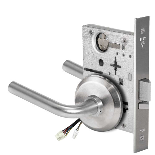 BEST 45HW0NXEU12S626 Fail Secure 24V No Key Override Electrified Mortise Lock 12 Lever S Rose Satin Chrome 45HW0NXEU12S626