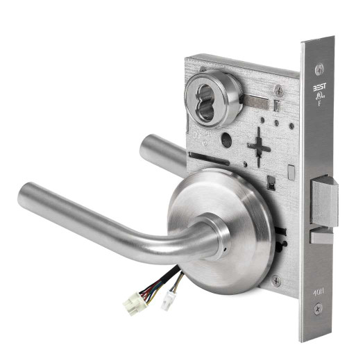 BEST 45HW7WEL12S626 Fail Safe 24V Double Cylinder Electrified Mortise Lock 12 Lever S Rose Satin Chrome 45HW7WEL12S626