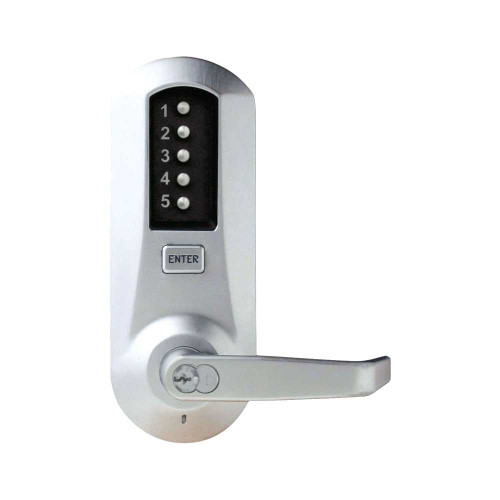 Kaba Simplex 5041BWL-26D-41 Cylindrical Combination Lever Lock Passage 2-3/4 Backset 1/2 Throw Latch 6/7-Pin SFIC Prep Less Core Satin Chrome 5041BWL-26D-41