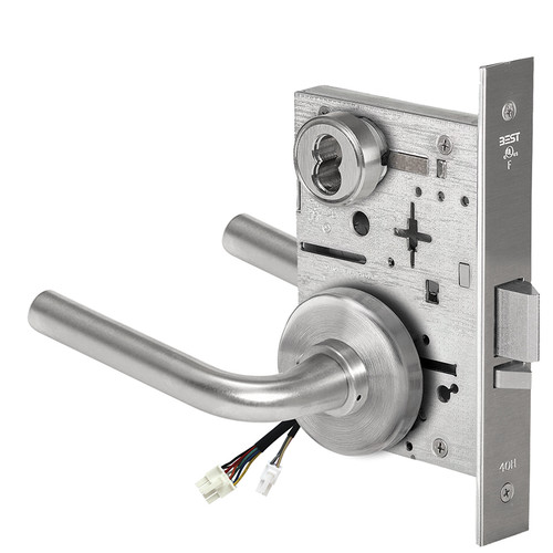 BEST 45HW7WEU12H630RQE12V Fail Secure 12V Double Cylinder Electrified Mortise Lock 12 Lever H Rose Request to Exit Satin Stainless Steel