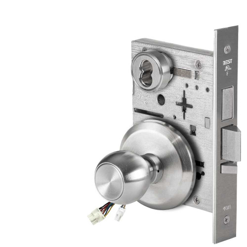 BEST 45HW7TDEL4S62612V Fail Safe 12V With Deadbolt Electrified Mortise Lock 4 Knob S Rose Satin Chrome 45HW7TDEL4S62612V