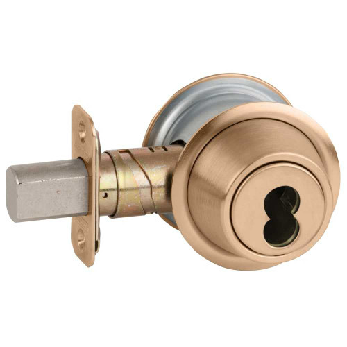 Schlage B560B 612 Grade 3 Single Cylinder Deadbolt SFIC Prep Less Core Adjustable 2-3/8 and 2-3/4 Backset Satin Bronze Clear Coated Finish B560B 612