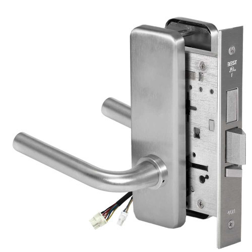 BEST 45HW0LEL12J62612V Fail Safe 12V With Deadbolt No Key Override Electrified Mortise Lock 12 Lever J Escutcheon Satin Chrome 45HW0LEL12J62612V