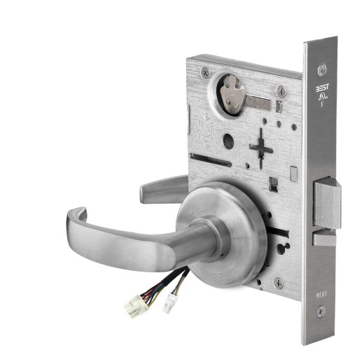 BEST 45HW0NXEL14H626 Fail Safe 24V No Key Override Electrified Mortise Lock 14 Lever H Rose Satin Chrome 45HW0NXEL14H626