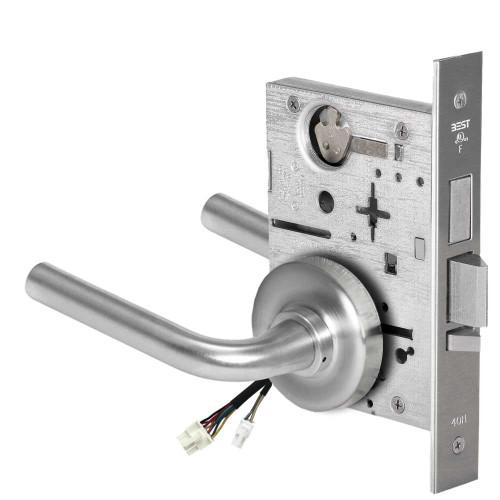 BEST 45HW0LEL12R62612V Fail Safe 12V With Deadbolt No Key Override Electrified Mortise Lock 12 Lever R Rose Satin Chrome 45HW0LEL12R62612V