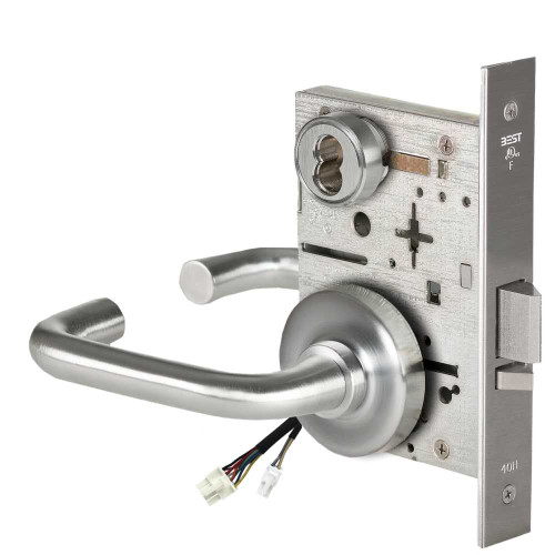 BEST 45HW7DEL3R626RQE Fail Safe 24V Electrified Mortise Lock 3 Lever R Rose Request to Exit Satin Chrome 45HW7DEL3R626RQE