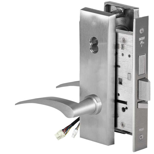 BEST 45HW7TDEU17LN62612V Fail Secure 12V With Deadbolt Electrified Mortise Lock 17 Lever N Escutcheon Left Hand Satin Chrome 45HW7TDEU17LN62612V