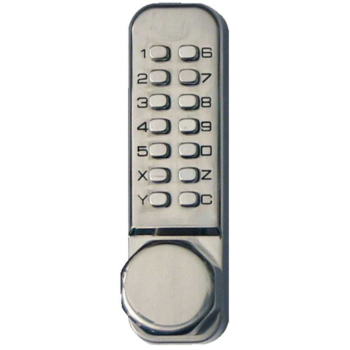 Kaba Simplex LD451-35-32D-41 Light Duty Pushbutton Knob Lock 2-3/8 Backset Latch Holdback Satin Stainless Steel LD451-35-32D-41